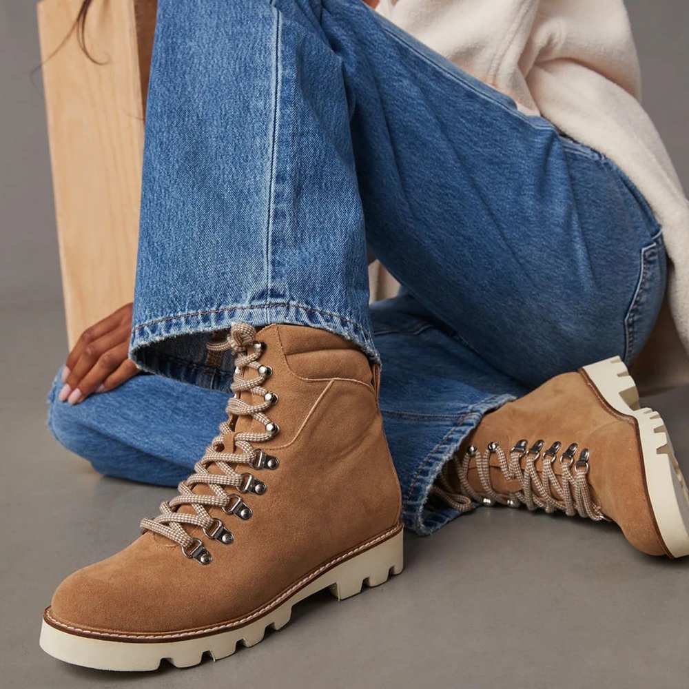 Arlene Faux Suede Lace Up Boot